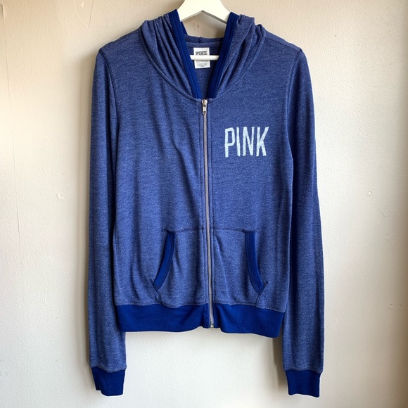 PINK Victoria's Secret Tops - PINK Victoria Secret blue 1986 light hoodie GUC